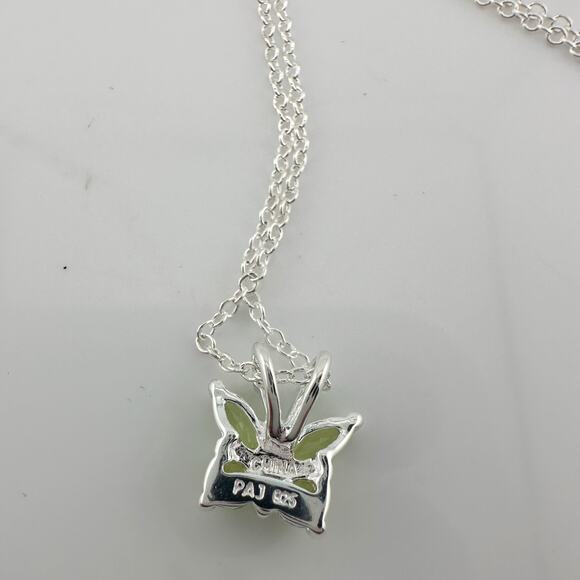 Pretty Natural Green Peridot Butterfly Necklace - Picture 8 of 11